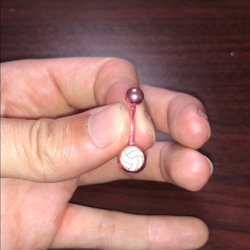 Pink Volleyball Bellybutton Ring